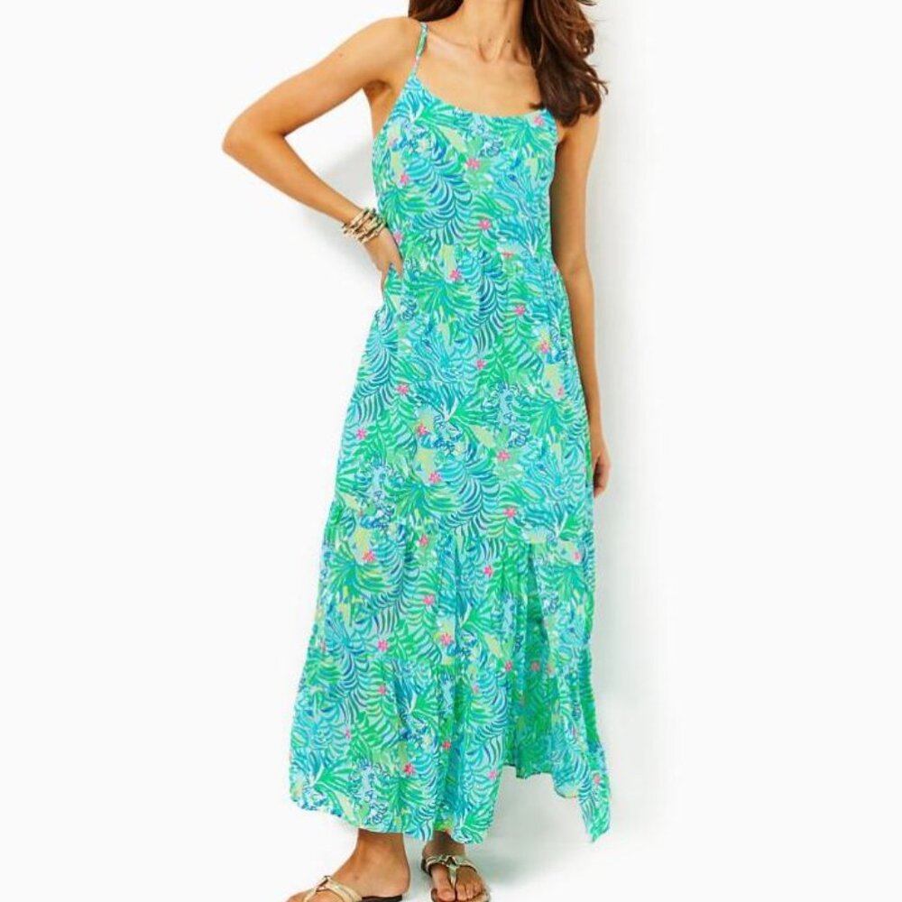 NEW NWT Lilly Pulitzer Teresa Printed Maxi Vacation Resort Dress sz M Medium